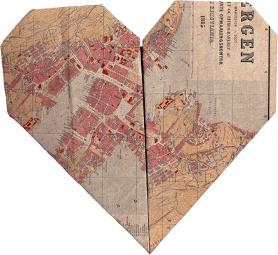 Scanned Weathered Heart-shaped Map Scrap